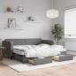 Preview: ARDEBO.de - Tagesbett Ausziehbar mit Schubladen Dunkelgrau 90x190 cm Stoff