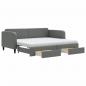 Preview: Tagesbett Ausziehbar mit Schubladen Dunkelgrau 90x190 cm Stoff