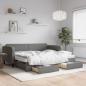 Preview: ARDEBO.de - Tagesbett Ausziehbar mit Schubladen Dunkelgrau 90x200 cm Stoff