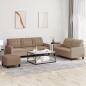 Preview: ARDEBO.de - 3-tlg. Sofagarnitur mit Kissen Cappuccino-Braun Kunstleder