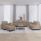 Preview: ARDEBO.de - 4-tlg. Sofagarnitur mit Kissen Cappuccino-Braun Kunstleder