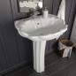 Preview: ARDEBO.de - Freistehendes Waschbecken mit Säule Keramik Weiß 580x510x200 mm