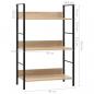Preview: Bücherregal 3 Regalböden Eiche 60×27,6×90,5 cm Holzwerkstoff