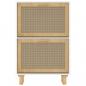 Preview: Schuhschrank Weiß 52x25x80 cm Holzwerkstoff & Rattan Natur