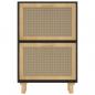 Preview: Schuhschrank Schwarz 52x25x80 cm Holzwerkstoff & Rattan Natur