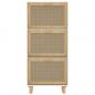 Preview: Schuhschrank Weiß 52x25x115 cm Holzwerkstoff & Rattan Natur