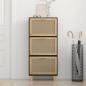 Preview: Schuhschrank Schwarz 52x25x115 cm Holzwerkstoff & Rattan Natur