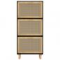 Preview: Schuhschrank Schwarz 52x25x115 cm Holzwerkstoff & Rattan Natur