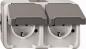 Preview: ARDEBO.de Merten SCHUKO-Doppel-Steckdose, Aquastar, 16 A, AC 250 V, waagerecht angeordnet, lichtgrau (MEG2321-8029)