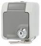 Preview: ARDEBO.de Merten SCHUKO-Steckdose, Aquastar, 16 A, AC 250 V, abschließbar mit 2 gleichen Schließungen/2er-Set, lichtgrau (MEG2424-8029)