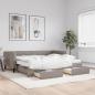 Preview: ARDEBO.de - Tagesbett Ausziehbar mit Schubladen Taupe 90x200 cm Stoff