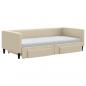 Preview: Tagesbett Ausziehbar mit Schubladen Creme 90x200 cm Stoff