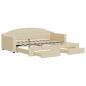 Preview: Tagesbett Ausziehbar mit Schubladen Creme 80x200 cm Stoff