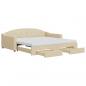 Preview: Tagesbett Ausziehbar mit Schubladen Creme 100x200 cm Stoff