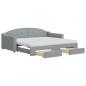 Preview: Tagesbett Ausziehbar mit Schubladen Hellgrau 90x190 cm Stoff