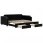 Preview: Tagesbett Ausziehbar mit Schubladen Schwarz 90x190 cm Stoff