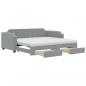 Preview: Tagesbett Ausziehbar mit Schubladen Hellgrau 100x200 cm Stoff