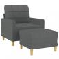 Preview: Sessel mit Hocker Dunkelgrau 60 cm Stoff