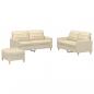 Preview: 3-tlg. Sofagarnitur mit Kissen Creme Stoff