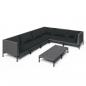 Preview: 7-tlg. Garten-Lounge-Set mit Kissen Poly Rattan Dunkelgrau