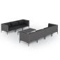 Preview: 8-tlg. Garten-Lounge-Set mit Kissen Poly Rattan Dunkelgrau