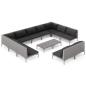 Preview: 12-tlg. Garten-Lounge-Set mit Kissen Poly Rattan Dunkelgrau
