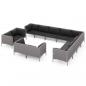 Preview: 12-tlg. Garten-Lounge-Set mit Kissen Poly Rattan Dunkelgrau