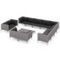 Preview: 13-tlg. Garten-Lounge-Set mit Kissen Poly Rattan Dunkelgrau