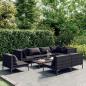 Preview: ARDEBO.de - 9-tlg. Garten-Lounge-Set mit Kissen Poly Rattan Dunkelgrau