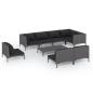 Preview: 9-tlg. Garten-Lounge-Set mit Kissen Poly Rattan Dunkelgrau