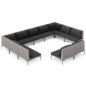 Preview: 11-tlg. Garten-Lounge-Set mit Kissen Poly Rattan Dunkelgrau