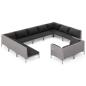 Preview: 11-tlg. Garten-Lounge-Set mit Kissen Poly Rattan Dunkelgrau