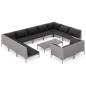 Preview: 12-tlg. Garten-Lounge-Set mit Kissen Poly Rattan Dunkelgrau
