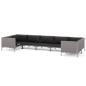 Preview: 7-tlg. Garten-Lounge-Set mit Kissen Poly Rattan Dunkelgrau