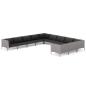 Preview: 11-tlg. Garten-Lounge-Set mit Kissen Poly Rattan Dunkelgrau