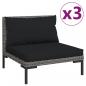 Preview: Gartensofas 3 Stk. mit Kissen Halbrundes Poly Rattan