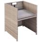 Preview: 5-tlg. Garten-Essgruppe mit Auflagen Poly Rattan Beige