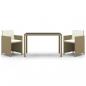 Preview: 3-tlg. Garten-Essgruppe mit Kissen Poly Rattan Beige