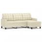 Preview: 3-Sitzer-Sofa mit Hocker Creme 180 cm Kunstleder