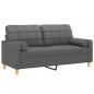 Preview: 2-Sitzer-Sofa mit Zierkissen Dunkelgrau 140 cm Stoff