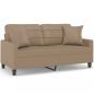 Preview: 2-Sitzer-Sofa mit Zierkissen Cappuccino-Braun 140 cm Kunstleder
