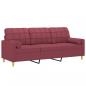 Preview: 3-Sitzer-Sofa mit Zierkissen Weinrot 180 cm Stoff