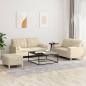 Preview: ARDEBO.de - 3-tlg. Sofagarnitur mit Kissen Creme Stoff