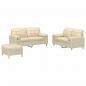 Preview: 3-tlg. Sofagarnitur mit Kissen Creme Stoff