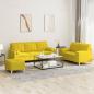 Preview: ARDEBO.de - 3-tlg. Sofagarnitur mit Kissen Hellgelb Stoff