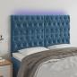 Preview: ARDEBO.de - LED Kopfteil Dunkelblau 160x7x118/128 cm Samt