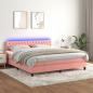 Preview: ARDEBO.de - Boxspringbett mit Matratze & LED Rosa 160x200 cm Samt