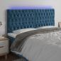 Preview: ARDEBO.de - LED Kopfteil Dunkelblau 180x7x118/128 cm Samt