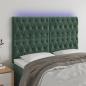 Preview: ARDEBO.de - LED Kopfteil Dunkelgrün 160x7x118/128 cm Samt
