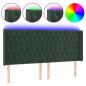 Preview: LED Kopfteil Dunkelgrün 203x16x118/128 cm Samt